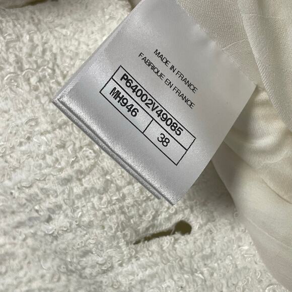 Chanel Spring 2020 White Tweed Short Sleeve Collared Mini Shirt Dress 38 / US 6 - Picture 9 of 11